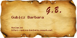 Gubicz Barbara névjegykártya